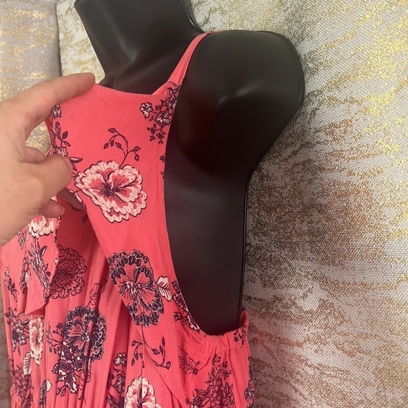 Torrid Coral Floral Print Ruffle Challis Tank Dress Size 2 - Picture 8 of 16